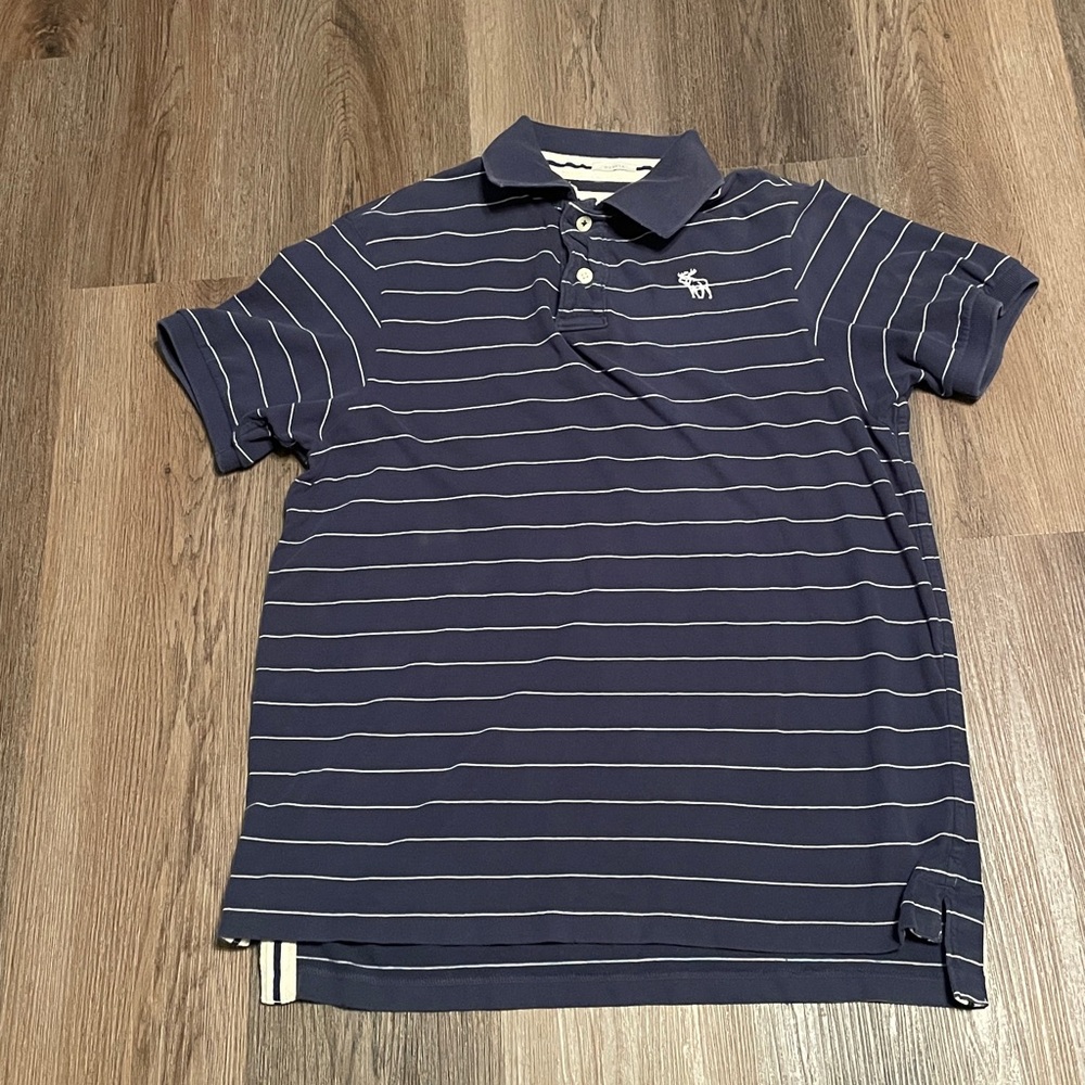 Abercrombie & Fitch Vintage Navy Blue Polo Shirt, Y2k muscle polo, large